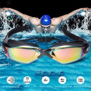 Lunettes de Natation Professionnelles Anti-Buée avec Bouchons d'Oreilles et Pince Nez