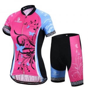 Combinaison de Cyclisme Femme «X-Pro» - Rose avec Fleurs, L
