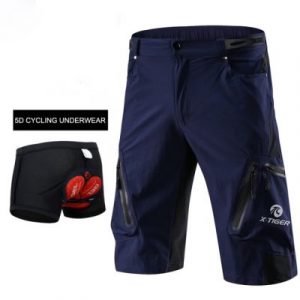 Shorts de VTT - Bleu foncé avec gel, M