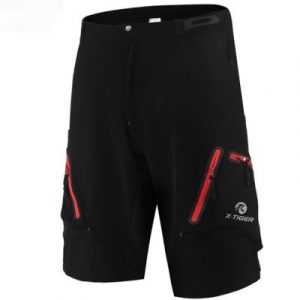 Shorts de VTT - Noir avec fermeture éclair rouge, M