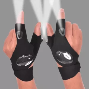 Gants sans doigts étanches avec lampe de poche LED