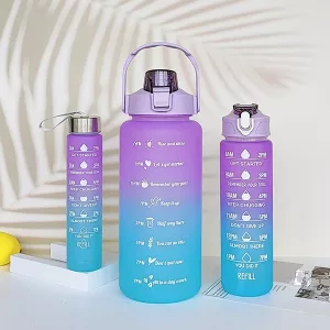 Lot de 3 bouteilles d'eau sportives dégradées - Violet-Bleu