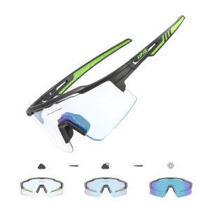 Lunettes de Cyclisme Photochromiques - VTT - Noir-Vert-Bleu